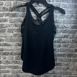 Fabletics Black‎ Tank Top with Camo Straps